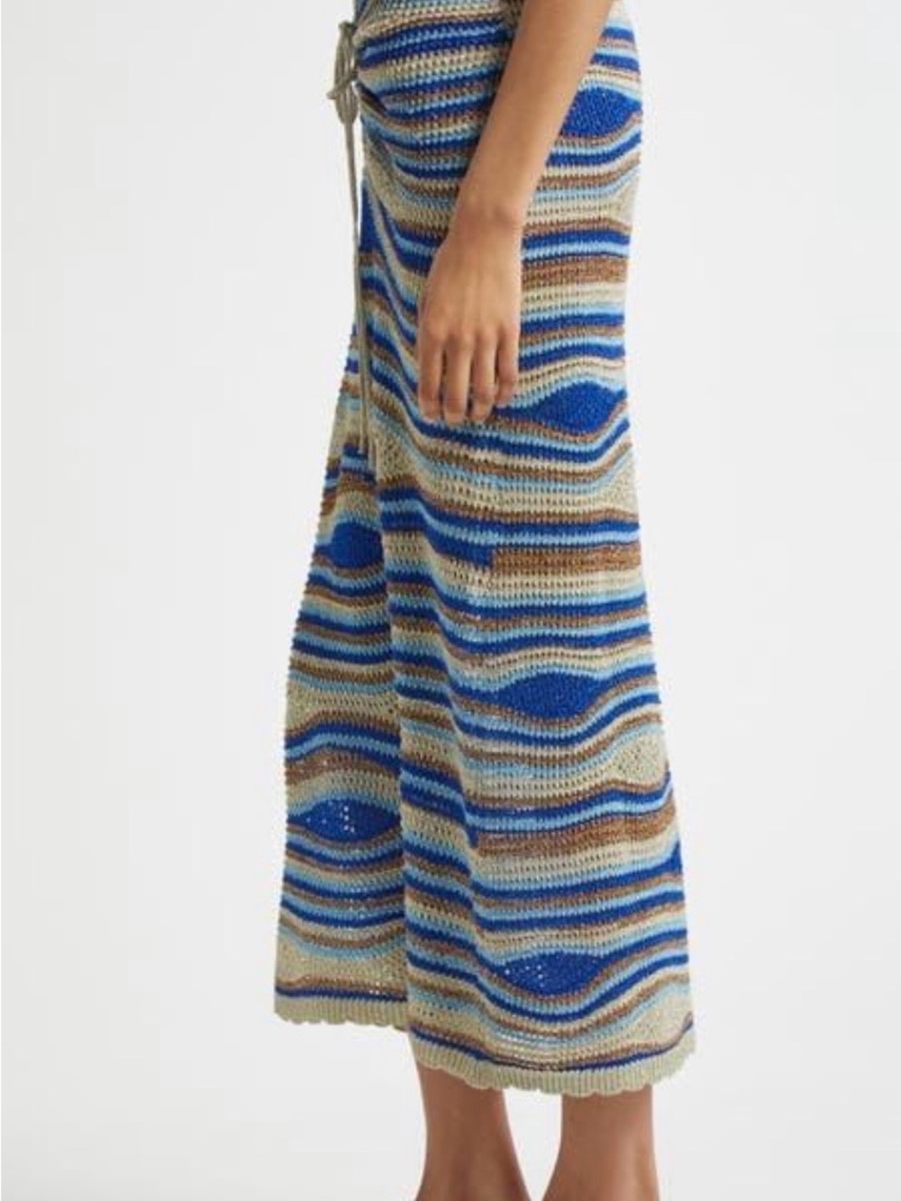 NWT Farm Rio mixed waves striped knit maxi skirt in the blues XXS - Picture 3 of 9
